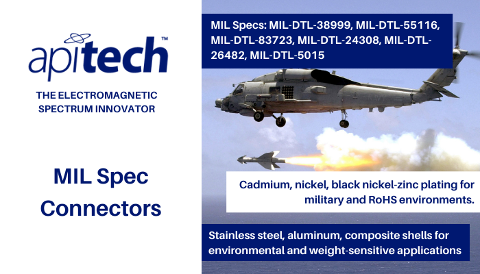 spectrumctrl's tweet photo. #APITech's manufactures MIL Spec Connectors with the industry's shortest lead times. Learn more about our solutions for defense applications here: https://t.co/iNtL8ZsDbj https://t.co/ccZJXVmkq5