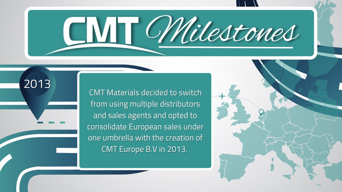 cmtmaterials's tweet photo. As the European market for #HYTAC plug assist material kept steadily increasing, CMT Materials decided to switch from using multiple #distributors and sales agents and opted to consolidate European sales under one umbrella with the creation of CMT Europe B.V in 2013. 

#mfg #tbt https://t.co/OBBwnaHXJ8