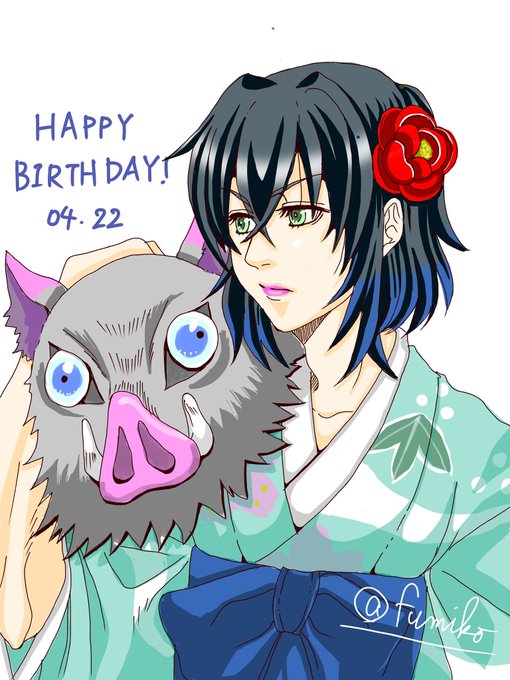 ふみこ@低浮上さんがTwitterに投稿した嘴平伊之助(鬼滅の刃)のイラスト。