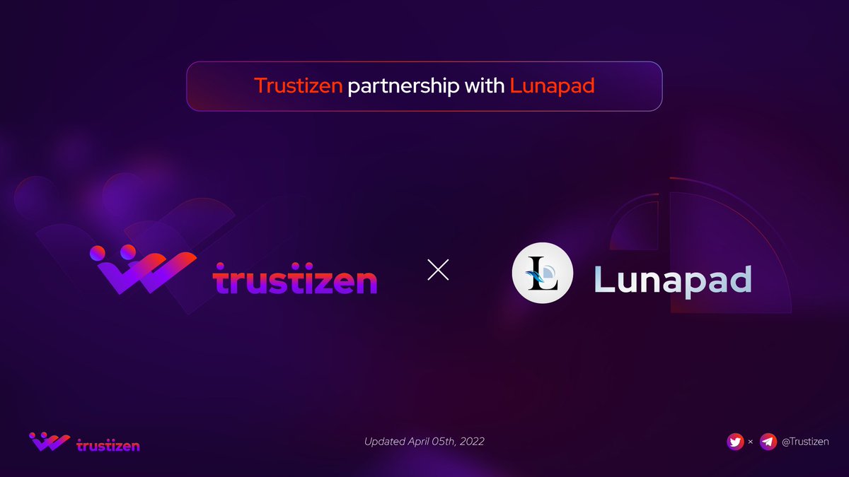 trustizens's tweet photo. On the 5th April
Please welcome our new partner
@LunaPadOfficial
today !
LunaPad is an innovative Launchpad to launch new projects in Binance Smart Chain.
Stay tuned for more updates! ๐
#partnership #lunapad #trustizen https://t.co/QbZ8EKyTui