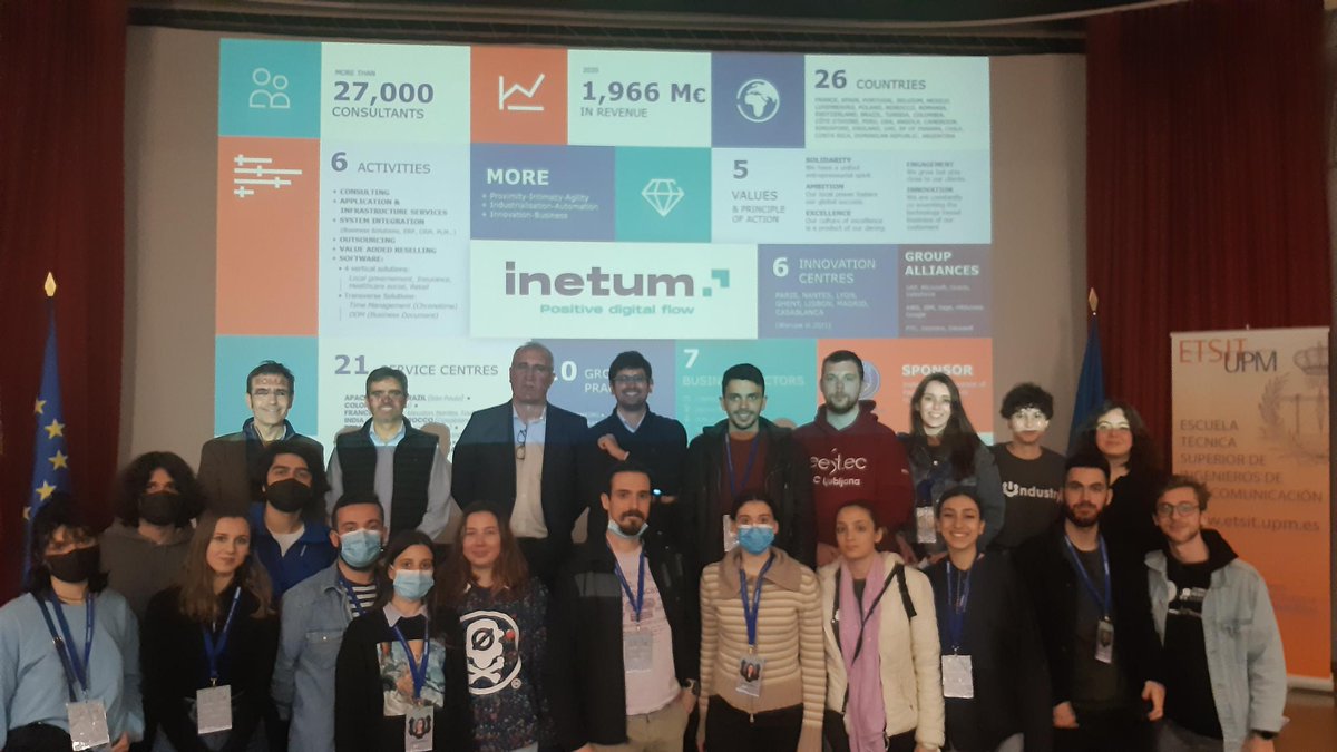 inetum_es's tweet photo. Impartimos una charla a alumnos de diferentes universidades europeas pertenecientes a la asociación #Eurielec, que a su vez está integrada en @EESTEC, en  @telecoupm @La_UPM
 
#talento #tecnología
#synergica #inteligenciaartificial #gemelodigital
#Inetum #Positivedigitalflow https://t.co/U1xOeAZoZK