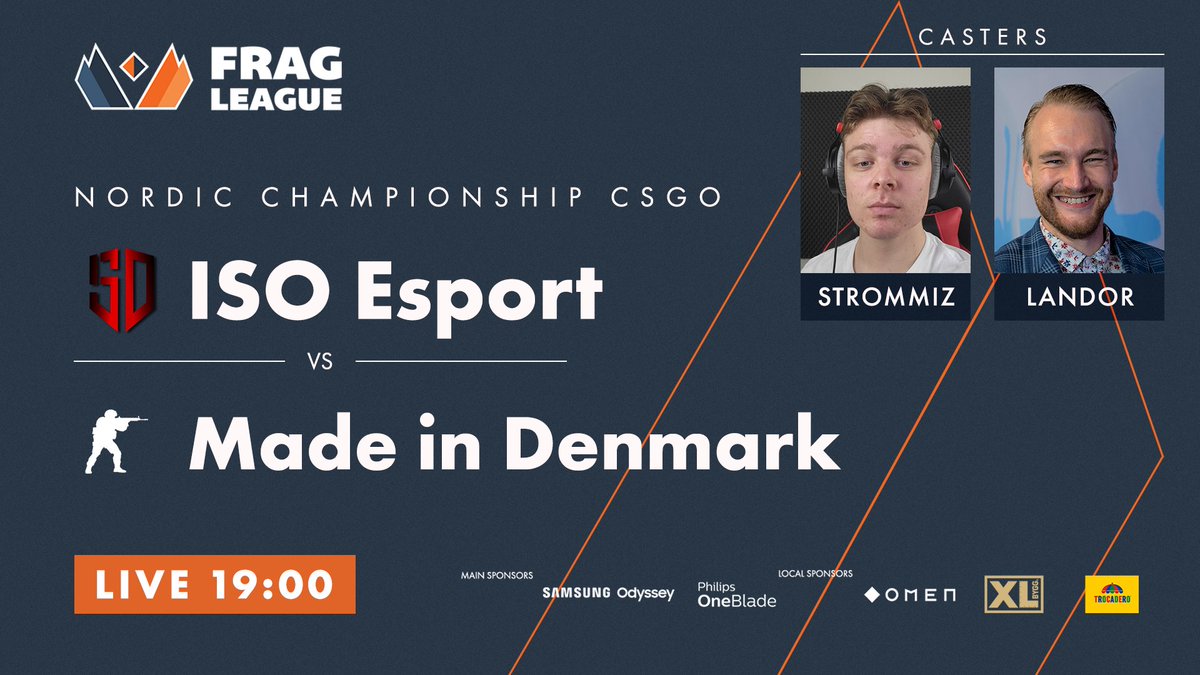 Tonight we've got a banger of a matchup on our hands as @EsportsISO take on #MadeInDenmark in Group B of the Nordic CSGO Championship!

🔴 Live 19:00 CET
🗣️ @strommiz @LandorKarlsen 

📺 twitch.tv/fragleague