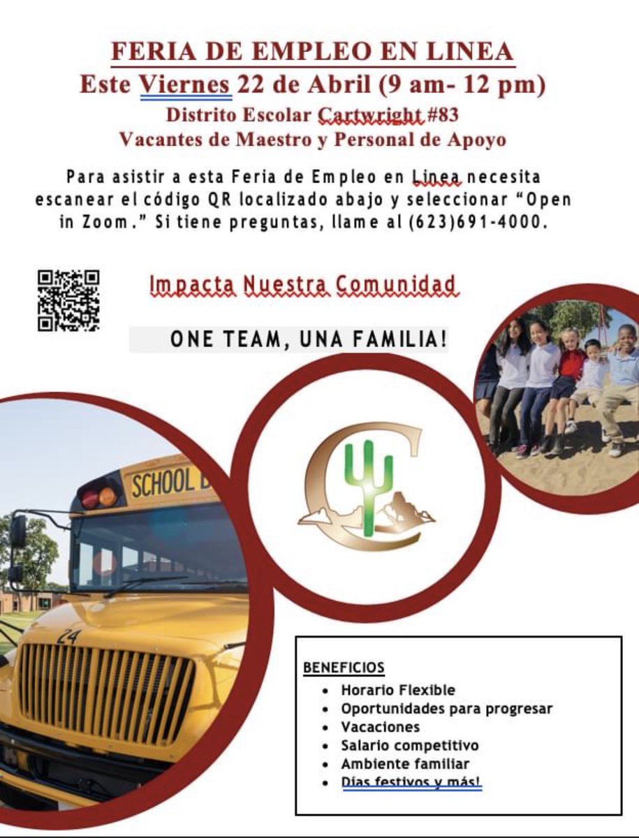 Join us for our virtual job fair! Tomorrow from 9 am to noon. #oneteamunafamilia