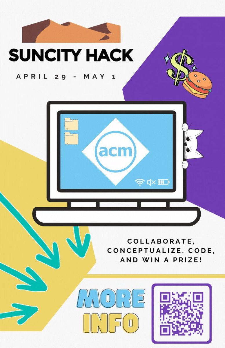 On behave of Association for Computing Machinery we want to invite all UTEP students to participate in this year's SunCity Hackathon. A 3-day experience where you get to build a team, get creative and win a prize!  Register in the link below  hackathon.com/event/suncity-…