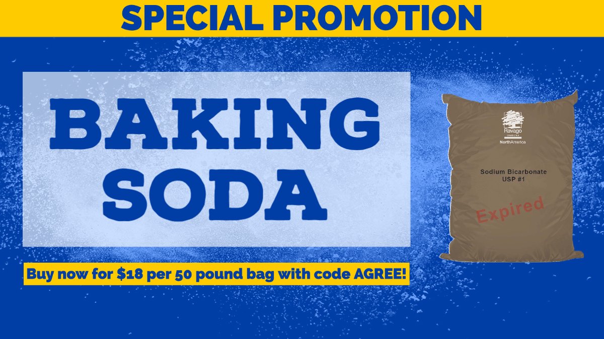 RavagoChem's tweet photo. We have about 40,000 pounds of surplus / expired baking soda available for sale at a very low price.  

50 pound bags delivered for $18. Bulk discounts available.  Buy here: https://t.co/mt7aQ5skfn https://t.co/0Vrmiw9Jvp
