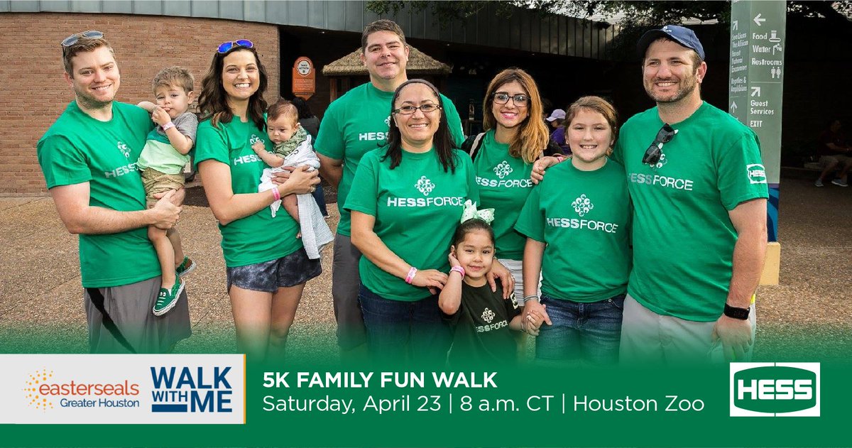 HessCorporation's tweet photo. Hess is proud to sponsor the 11th annual Walk with Me 5K family fun event benefiting Easter Seals of Greater Houston on Saturday, April 23 at the Houston Zoo.
Learn more about the impact of this cause: https://t.co/Lf9QSry6fV
#WWM2022 #WalkWithMeHouston @eastersealshou https://t.co/dkmIJOvmI5