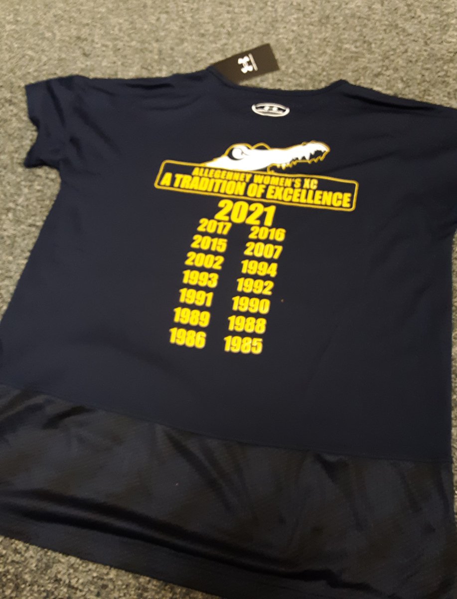 AlleghenyXCTF's tweet image. In honor of our 15 NCAC titles in Women's cross country, I will be giving away free Championship T-Shirts to the first 15 ACXC Alumni Women to donate. I have a running total and we are about half way there already!  #ACXC  #GatorGiveDay
