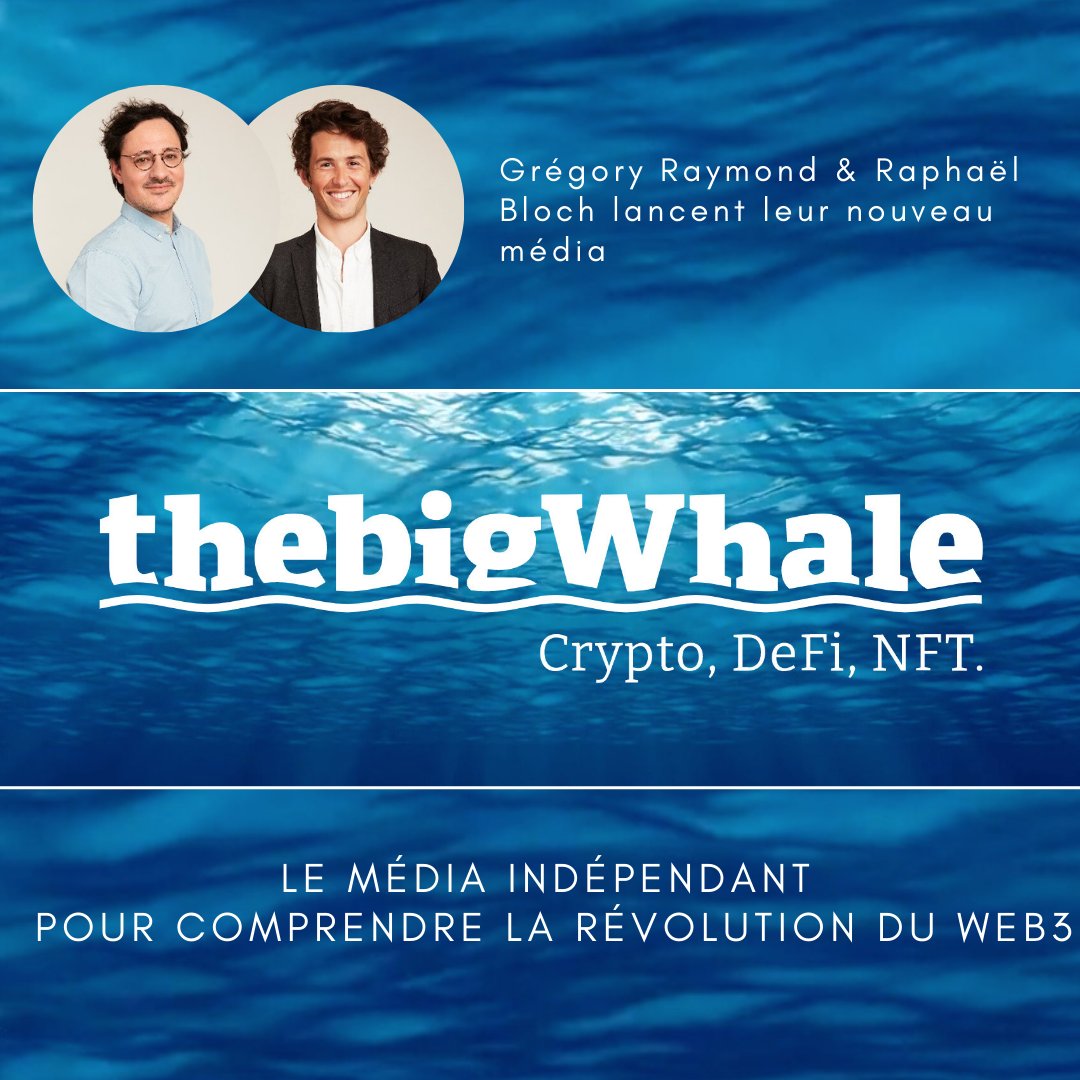 TimeTodecrypt's tweet image. 𝗕𝗜𝗚 𝗡𝗘𝗪𝗦 🚨 

@gregory_raymond  &amp;amp; @Raph_Bloch lancent leur nouveau média libre &amp;amp; indépendant : @TheBigWhale_ 

Leur site internet : thebigwhale.io 

Retrouvez Grégory Raymond &amp;amp; Raphaël Bloch le 26 avril  au Grand Rex à l'occasion de l'événement TimeTodecrypt