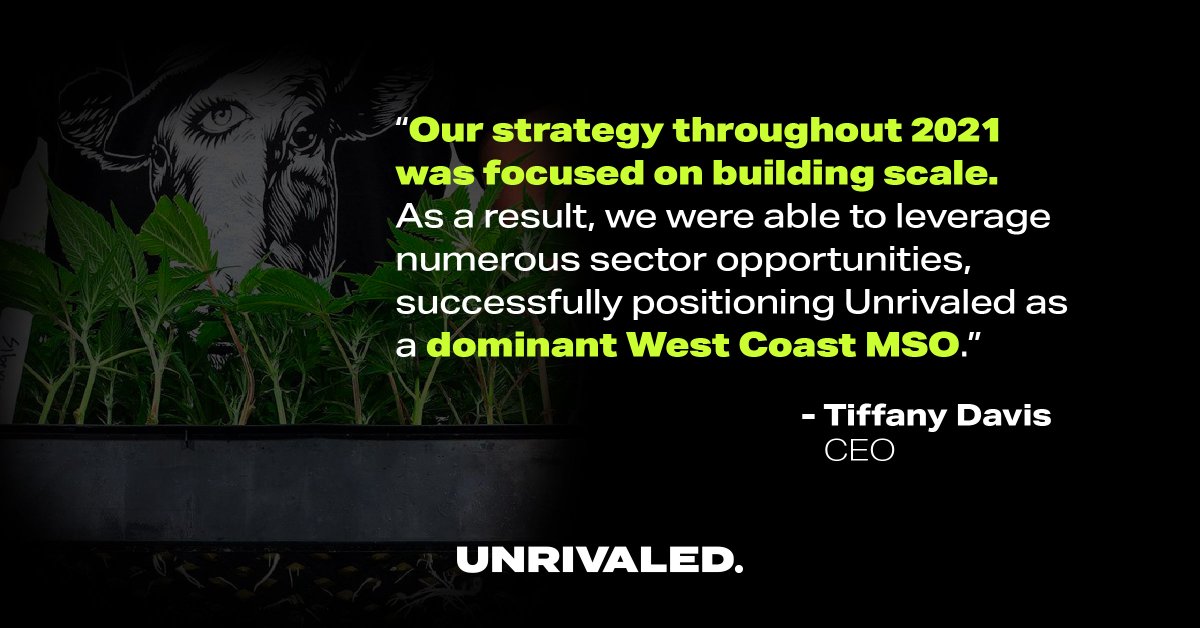 Catch up on our fourth quarter and year-end 2021 financial results via the link below, with updates to operational highlights, including 2021 fiscal year revenue growth of approximately 674%.
$UNRV
ir.unrivaledbrands.com/news-events/pr…
#cannabisindustry