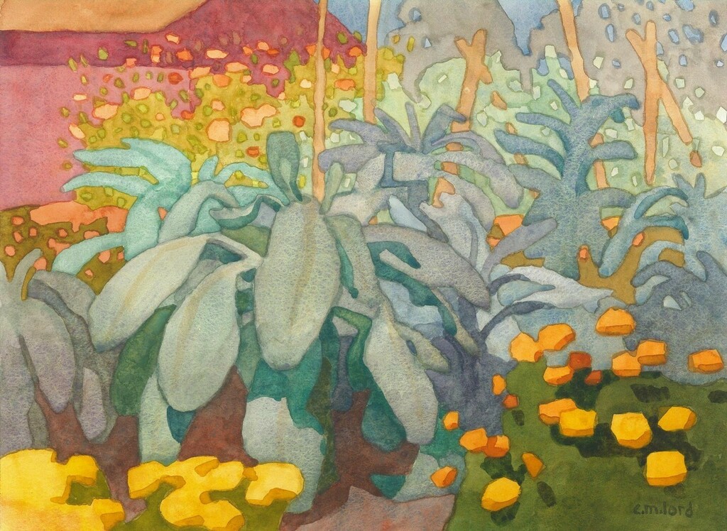 Amwomenartists's tweet photo. Ashram Marigolds and Kale by Carolyn Lord; featured in the show Breaking Through: The Rise of American Women Artists at the Customs House Museum. The exhibition runs March 5 through May 29 #CarolynLord #AWABreakingThrough #CustomsHouseMuseum #AWA25in2… https://t.co/yObMQaXKPR https://t.co/TXfh0C8LCg