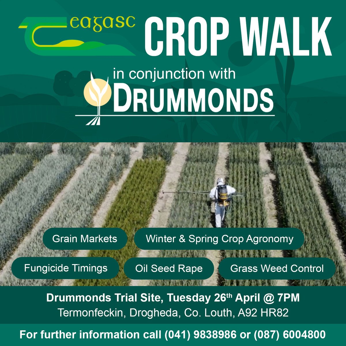 Drummonds to host Crop Walk in conjunction with <a href="/teagasc/">Teagasc</a>  on Tuesday 26th of April. 🌱

More information: drummondsireland.com/farmnews/index…