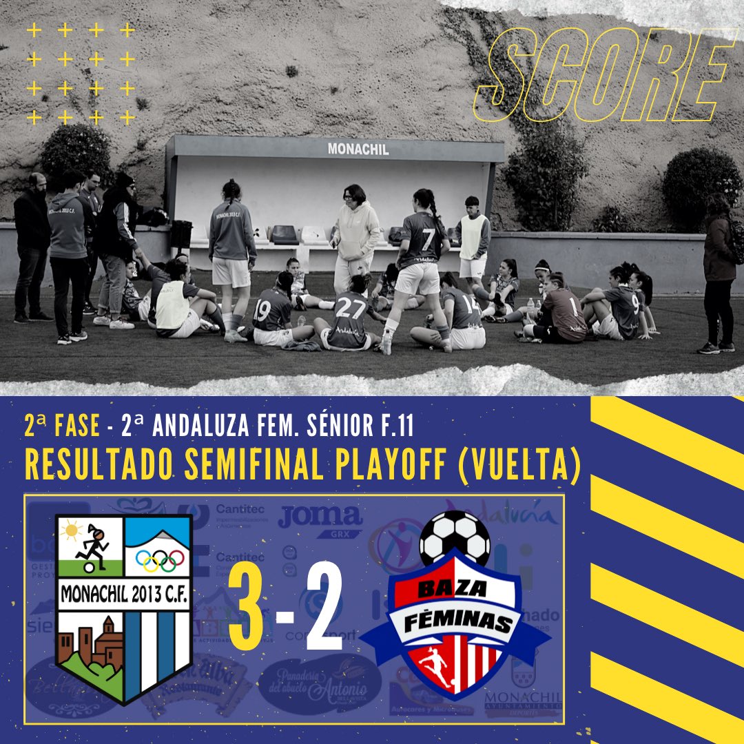 RESULTADO
🏆 VUELTA SEMIFINAL PLAY OFFS - 2ª Andaluza Femenina Sénior Fútbol 11 (Granada-Jaén)
⚽ Monachil 2013 CF 3-2 Baza Féminas

#monachil2013cf #seguimoscreciendo