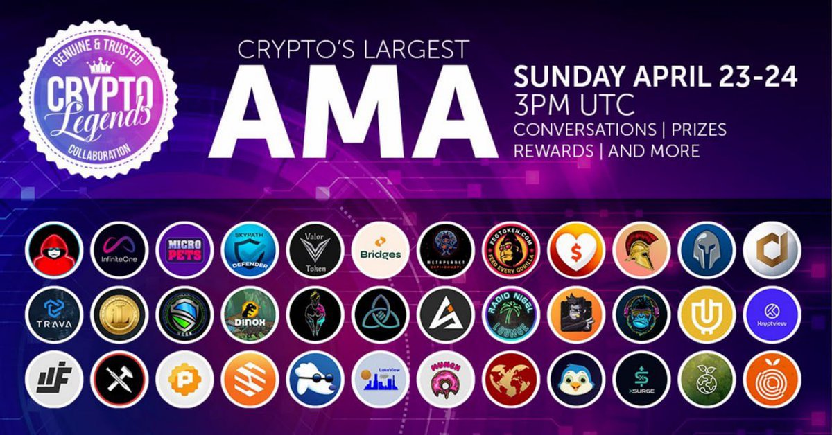 NigelsBSC's tweet image. Look at how many projects will be taking part in the @CryptoLegendsGp AMA! Do you see your favourite project on there?