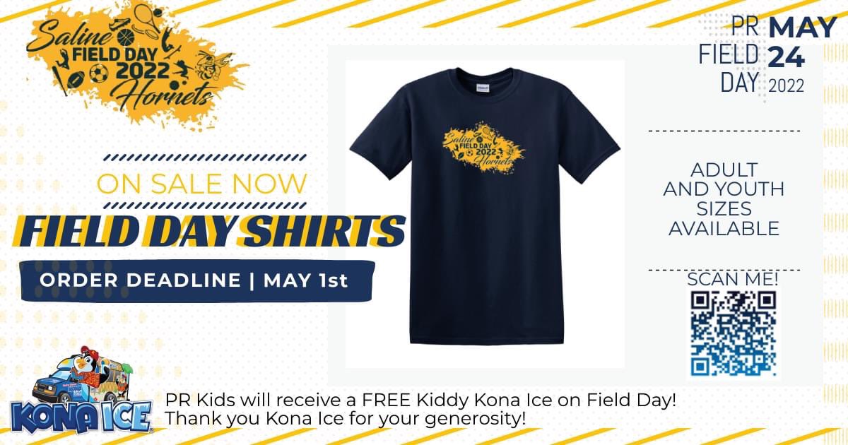 YES! We can't wait for PR Field Day on May 24th!
Be sure to place your Field Day T-Shirt orders by May 1st!
salinespirit.com/saline_spirit/…