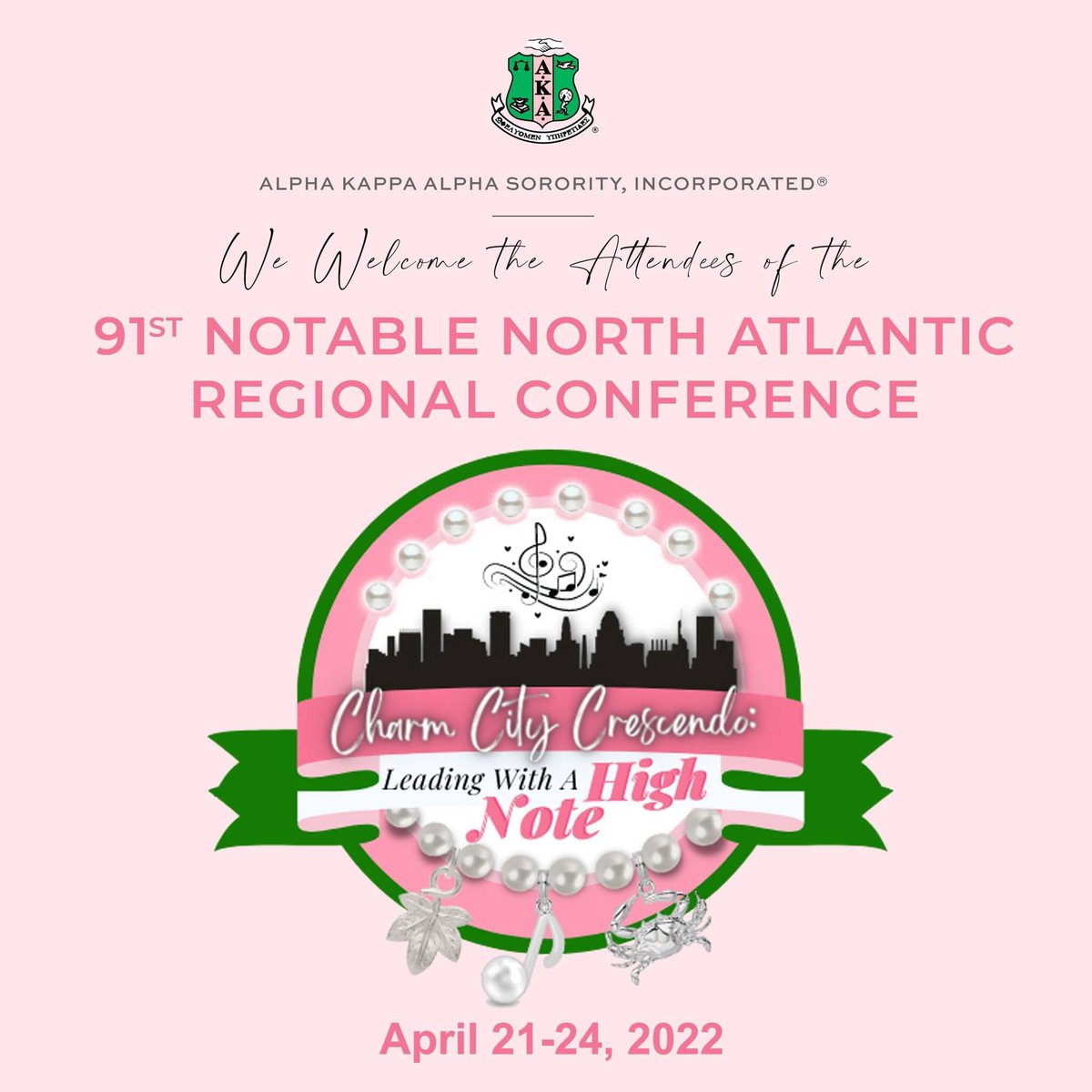 akasorority1908's tweet photo. Alpha Kappa Alpha Sorority, Incorporated welcomes the attendees of the 91st Notable North Atlantic Regional Conference, being held in Baltimore, Maryland from April 21-24, 2022. Congratulations to Mary Bentley LaMar, Regional Director, as she presides over the 4 day conference! https://t.co/cplBtXxQLG