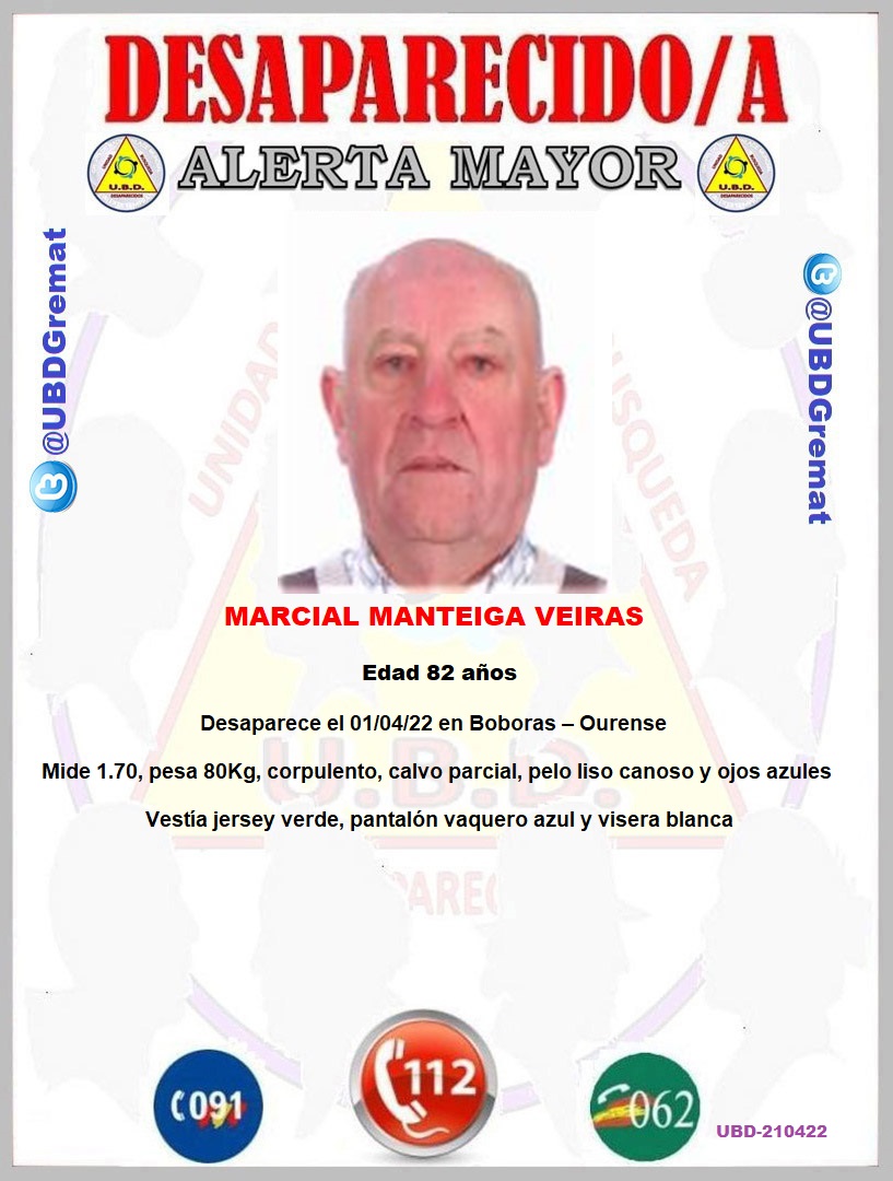 UBDGremat's tweet photo. Alerta mayor #desaparecido en: #Boboras – #Ourense https://t.co/Lmmu2FquuD