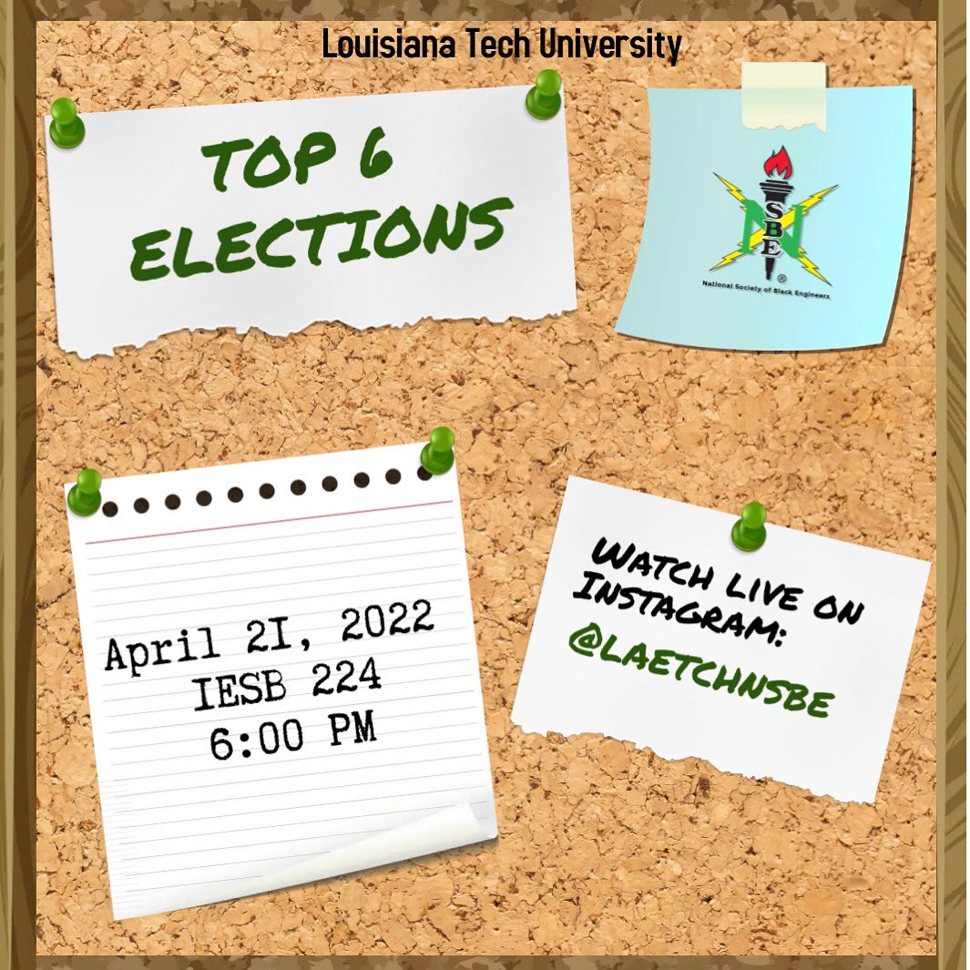 Top 6 elections are TONIGHT @ 6 pm in IESB 224! Join us to hear the platforms of our chapter executive board candidates! Hope to see you all there 😁