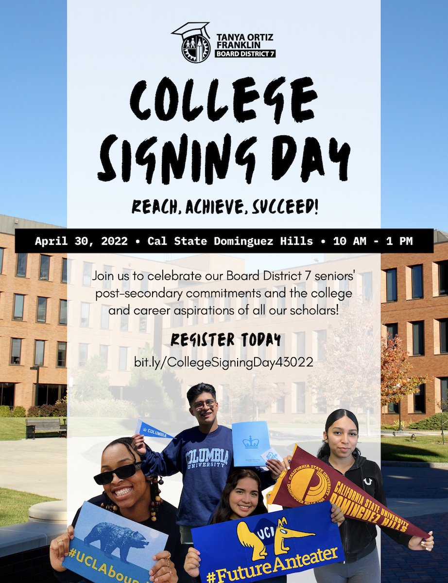 UPMEDICALMAGNET's tweet photo. Join us to celebrate our Board District 7 seniors' post-secondary commitments and the college and career aspirations of all scholars!
@ExecDirectorMNB @LAUSDLDSouth @lausdbd7 https://t.co/eXEd26UY0v