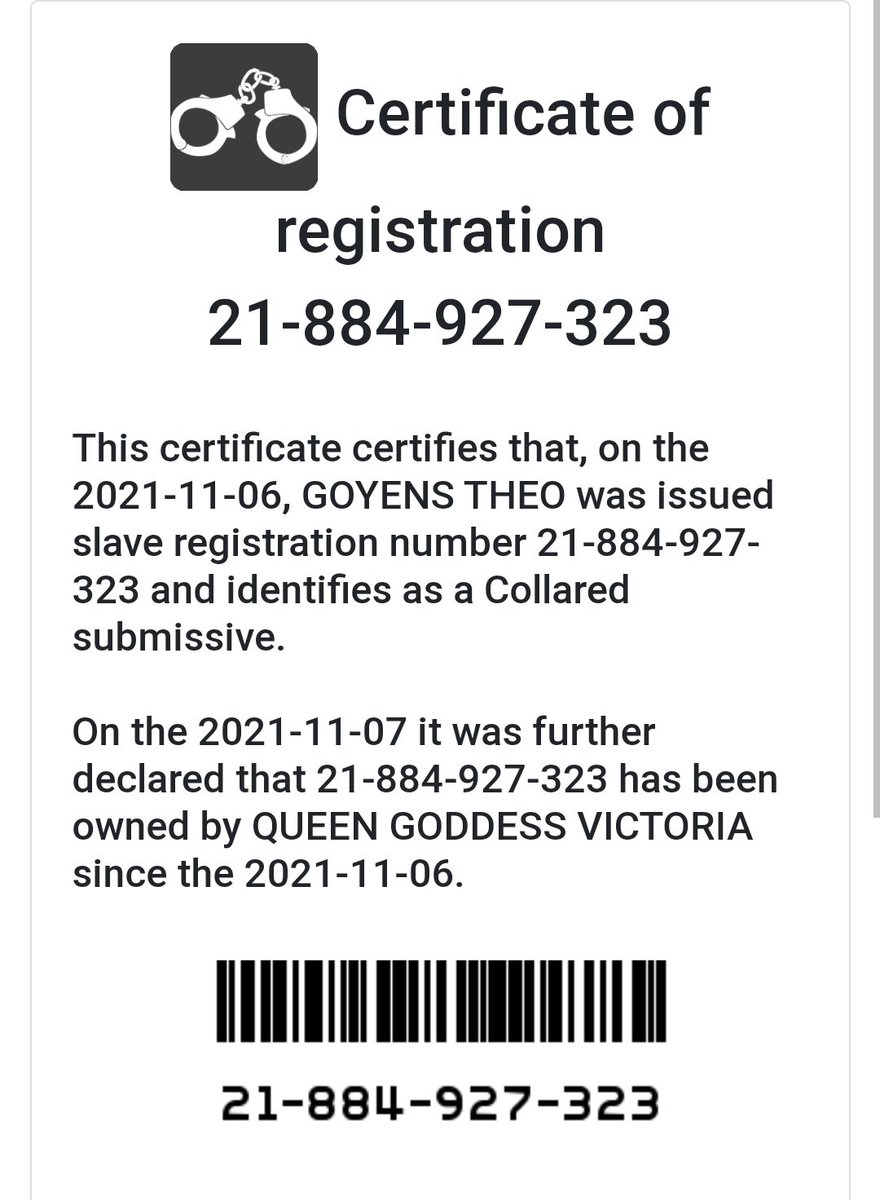MistressTerry4's tweet photo. If you be my slave you get your certificate too https://t.co/FiNaU1fAQ6