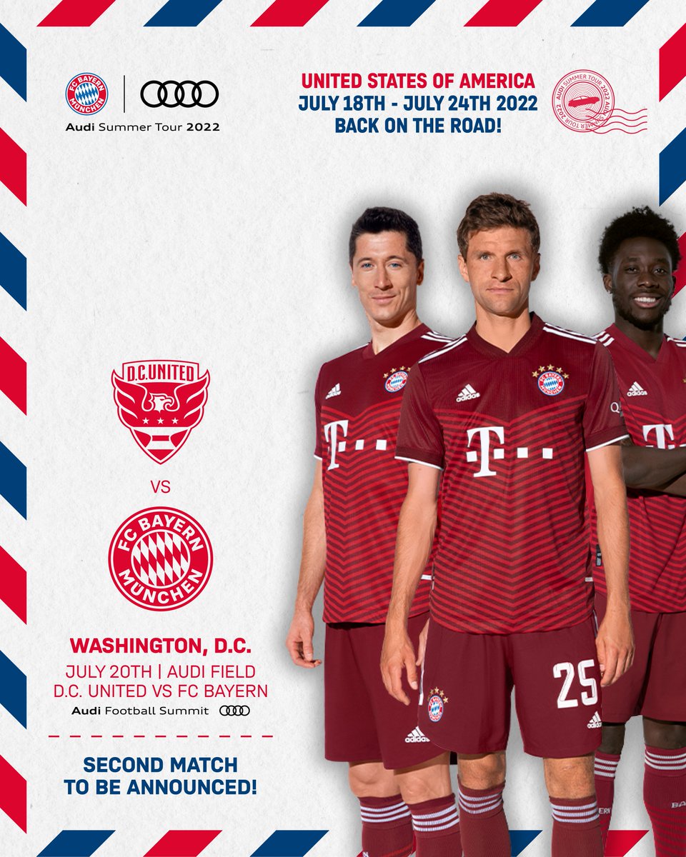 FC Bayern München on X: "Audi Summer Tour 2022 🇺🇸 - Back on the road. Der  #FCBayern wird im Rahmen der #AudiFCBTour in diesem Sommer in die USA reisen.  Alle Infos: https://t.co/7JcQxyuqoT #
