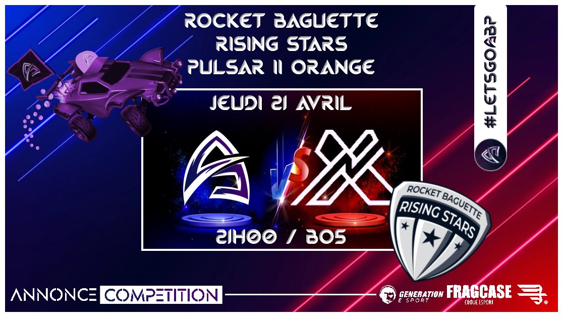 AbyssalPhorcys's tweet photo. 🚨JOUR DE MATCH🚨
🏎️ROCKET LEAGUE⚽️

Game 3⃣ des @RisingStarsRL ce soir !

Nos joueurs Rocket League donneront tout pour aller chercher la victoire🆚@AxiniteC

⌚️21H00⌚️
📺https://t.co/En631dLsp0🔴 
🎙️#TheOween &amp; #Topazze🎥

Bon match à tous🤝
#LetsGoABP https://t.co/UBl9Nv9Hvo