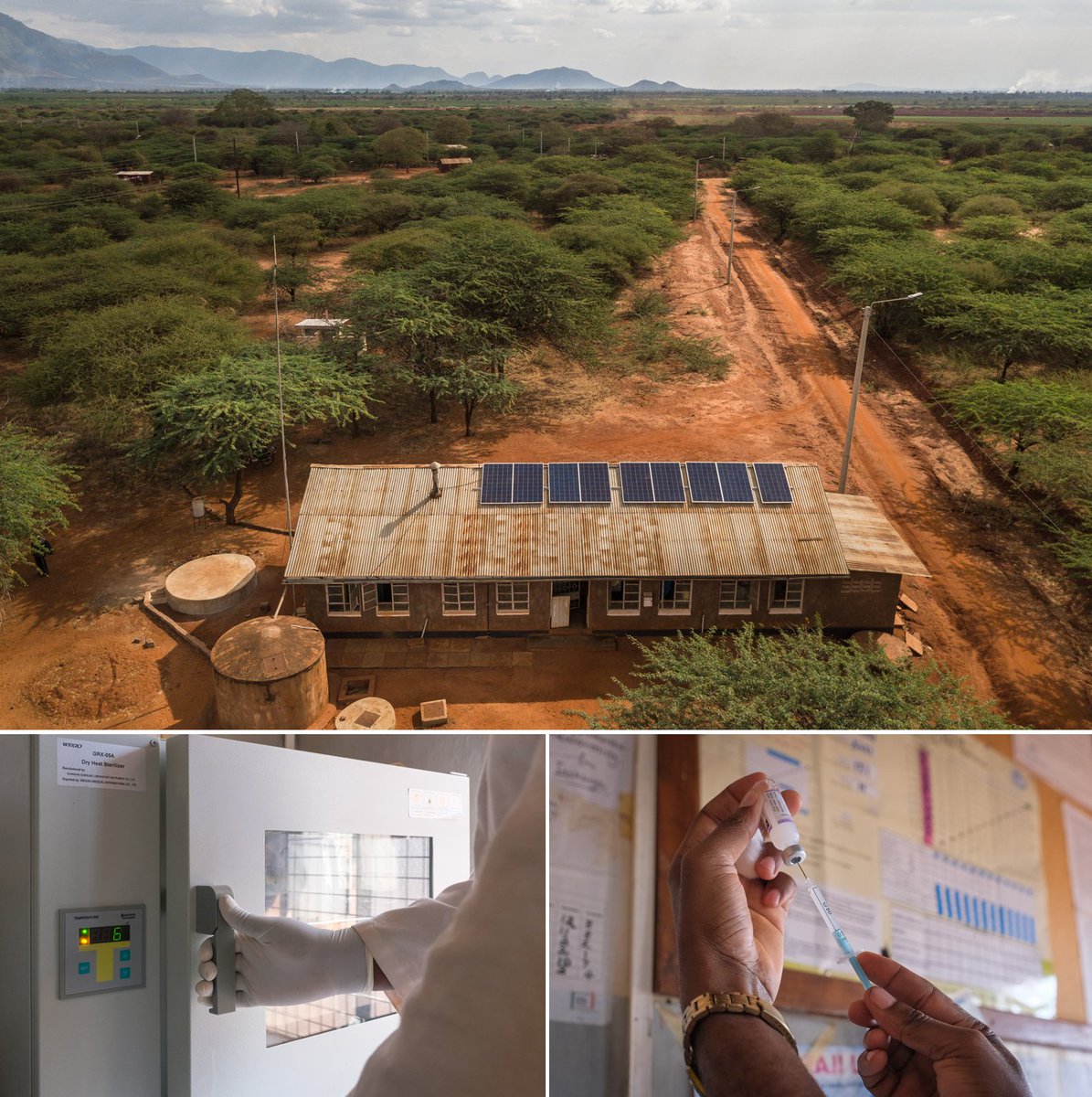 Energy4Impact's tweet photo. This rural health clinic is now serving as Covid-19 vaccination hub & getting vital doses to remote Kenyan communities thanks to reliable power to refrigerate vaccines. With #OVOFoundation's support we're helping clinics turn the tide against the pandemic: https://t.co/3hvtXsuC2i https://t.co/SJ1S1hZ6HP