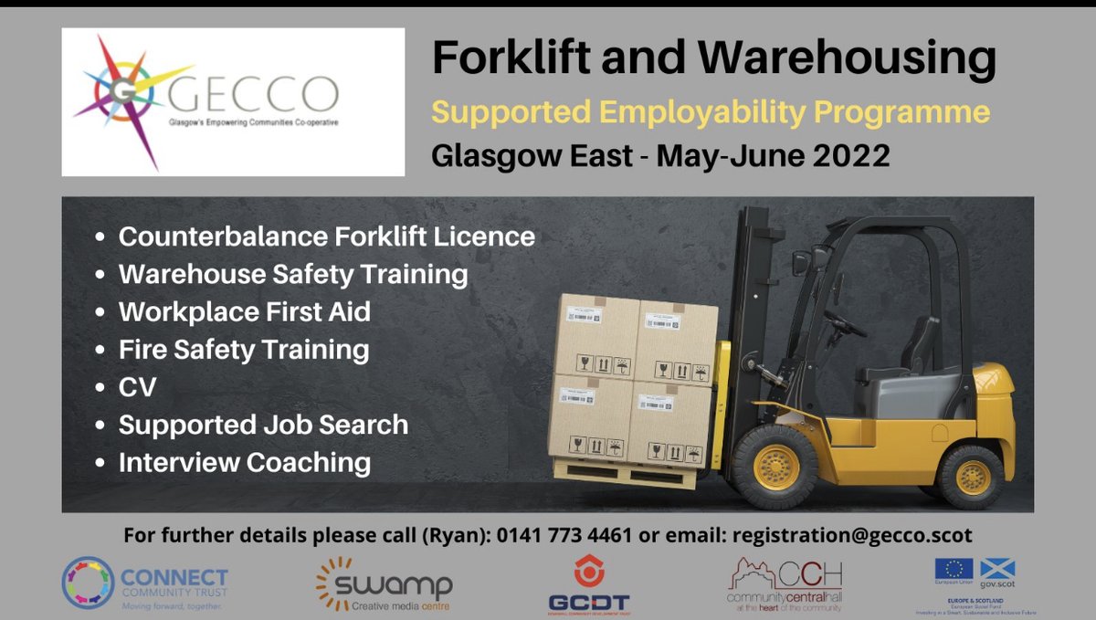 😃Now open for referrals…Exciting new <a href="/GECCoSCOT/">GECCo</a> programme for individuals seeking Forklift and Warehouse training and opportunities! See flyer for further info. <a href="/TrustConnect/">WELLmens Club</a> @JCPinCentreScot 👍🏼 <a href="/connectryan/">ryan cameron</a>