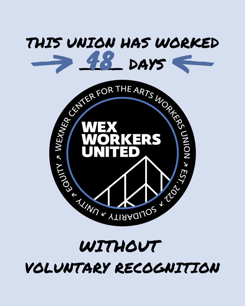 48 days have passed since we formally asked management for voluntary recognition.

Again, as a reminder:

➡️ It is legally possible for an employer to grant voluntary recognition at any time

➡️ The union does not have to file separately to ask for it
