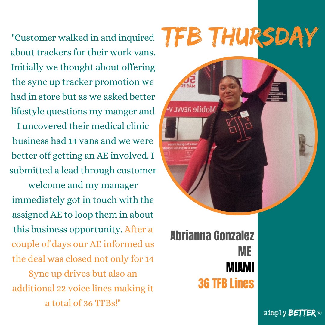 WirelessVision's tweet photo. Shout out to this #GirlBoss for closing not 10, not 20, but 36 TFB LINES!!!ππ½π Way to go Abrianna Gonzalez out of Miami! ππ½#TakingCareofBusiness #TFBThursday @aarontubbs_ @SByrneDoyle @dzepol78 @JonFreier @Sentowski8 @TMobile https://t.co/7bS7dpNtbj