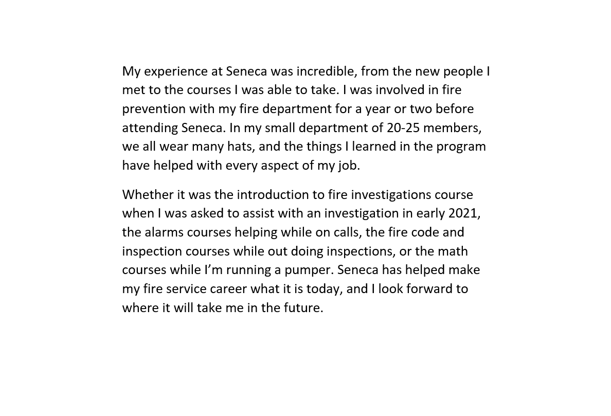 SenecaFire72's tweet photo. #AlumniAPRIL 

Name: Samuel Clow ( @sclow1204 )
Program: FPT
Graduation: 2020
Career: Suppression Lieutenant / FPO for Front of Yonge Fire Department 

@SenecaCollege graduates save countless lives at work each day.
https://t.co/zi5GkVS29w
#SenecaAlumni #SenecaFire50th #Since72 https://t.co/mi8kcmiGPC