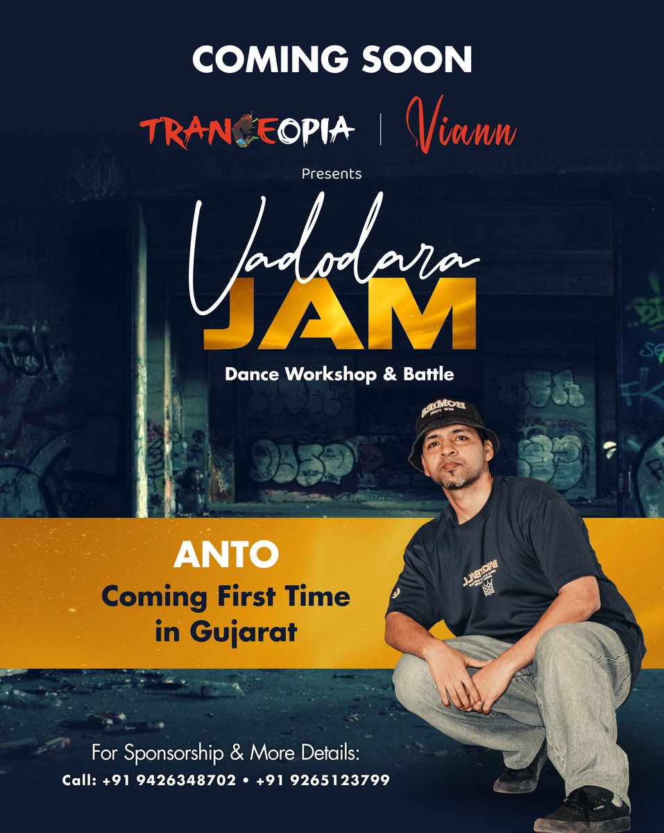 jitenhmistry's tweet photo. We're bringing some cool groovy hiphop vibes for the very first time in our home city VADODARA 
Coming soon
#vadodara #music #battle #workshop #artist #instagood #hiphop #mc #dj #totheculture #vadodarajam2022 #hiphopindia #anto #danceworkshop #dance #dancers #dancelife #Dancing https://t.co/OOaOFWNQIT