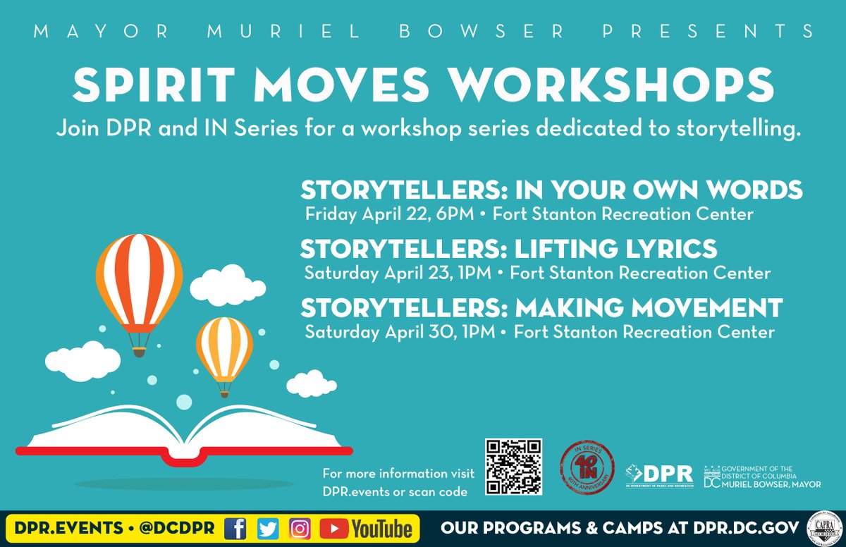 Join us and <a href="/DCDPR/">DC Parks & Recreation #WhereFunHappens</a>  for these fantastic workshops, part of a long-term project by <a href="/Jarrodleeopera/">Jarrod Lee</a>  and Timothy Amukele that culminates in the premiere of their family opera, Spirit Moves, in September. Sign up here to be a part of this creative journey -- …esspiritmovesworkshops.splashthat.com