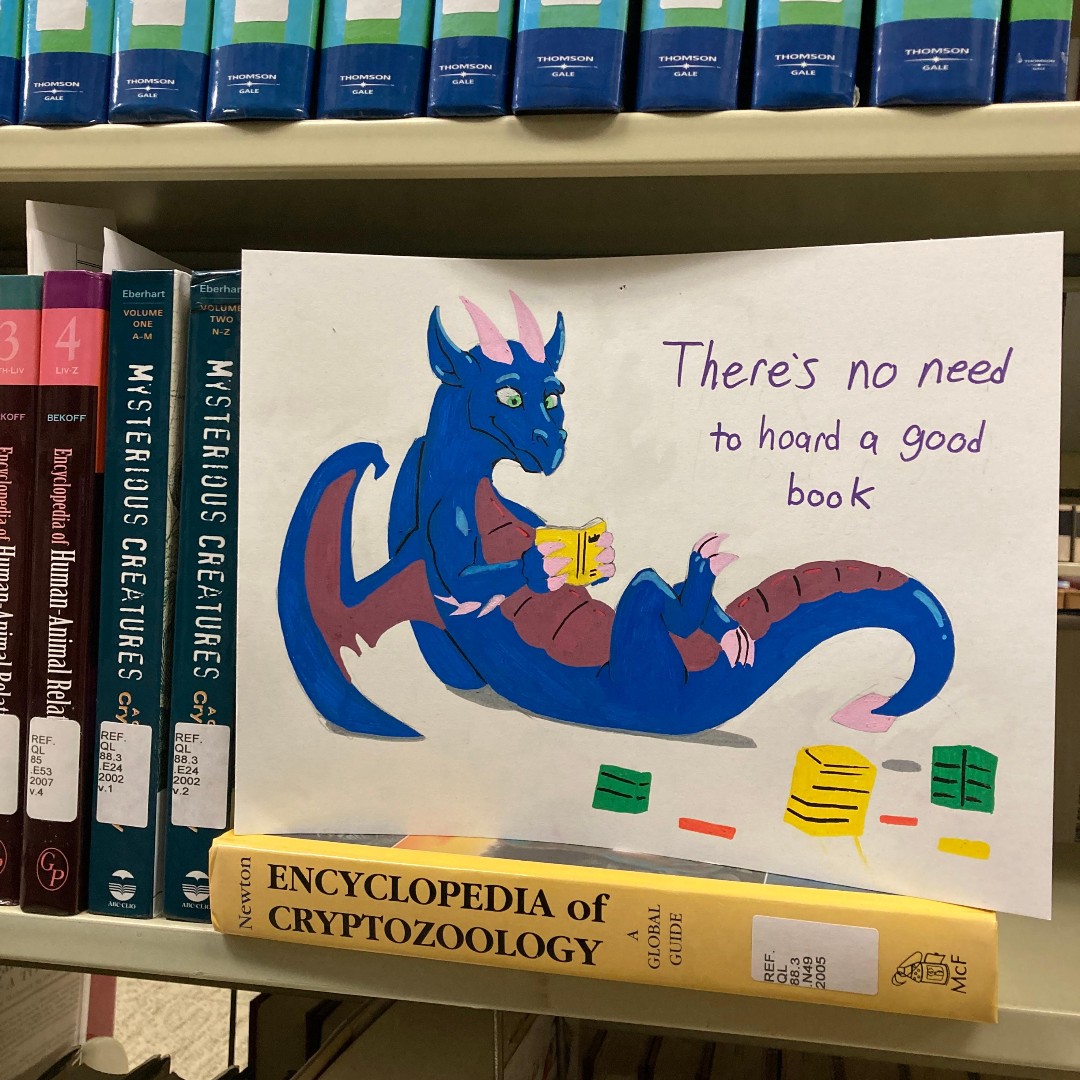 EHCLibraries's tweet image. Check out this awesome art by one of our students! We love it!

Looking for a good book? Head to the #KellyLibrary! We have many books and, unlike a dragon with it&apos;s hoard of treasure, we are more than happy to share our treasure trove of books and resources with you!