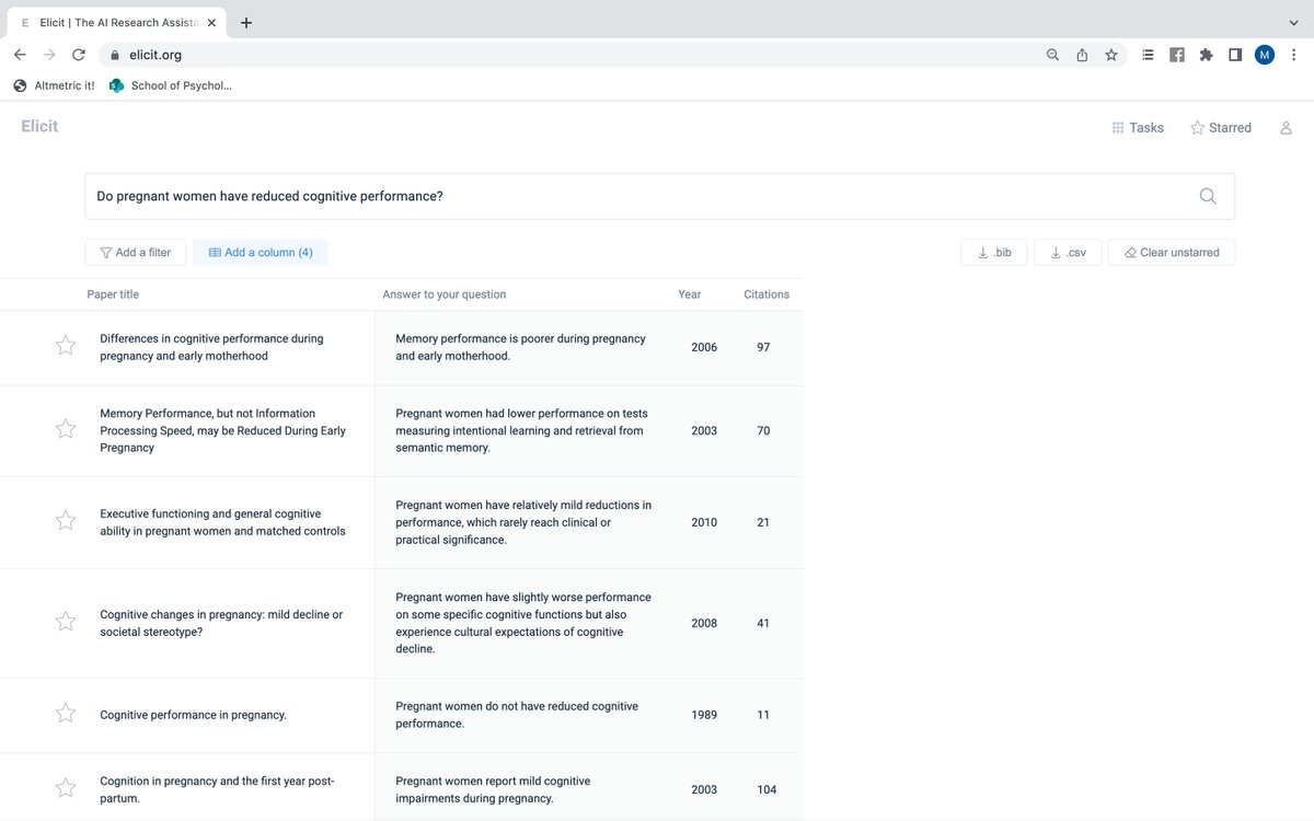 Wild new research tool alert!🤯If you plug a research question into elicit.org, it uses AI to not only find relevant papers but pulls out ANSWERS from the papers. Adding to my list of things that would've changed the game at the start of my PhD #AcademicTwitter