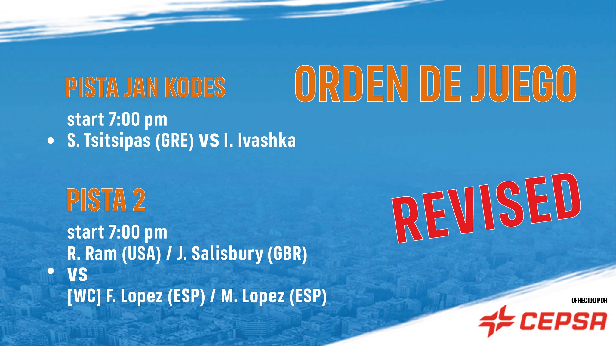 Barcelona Open Banc Sabadell on Twitter "Order of play (Revised