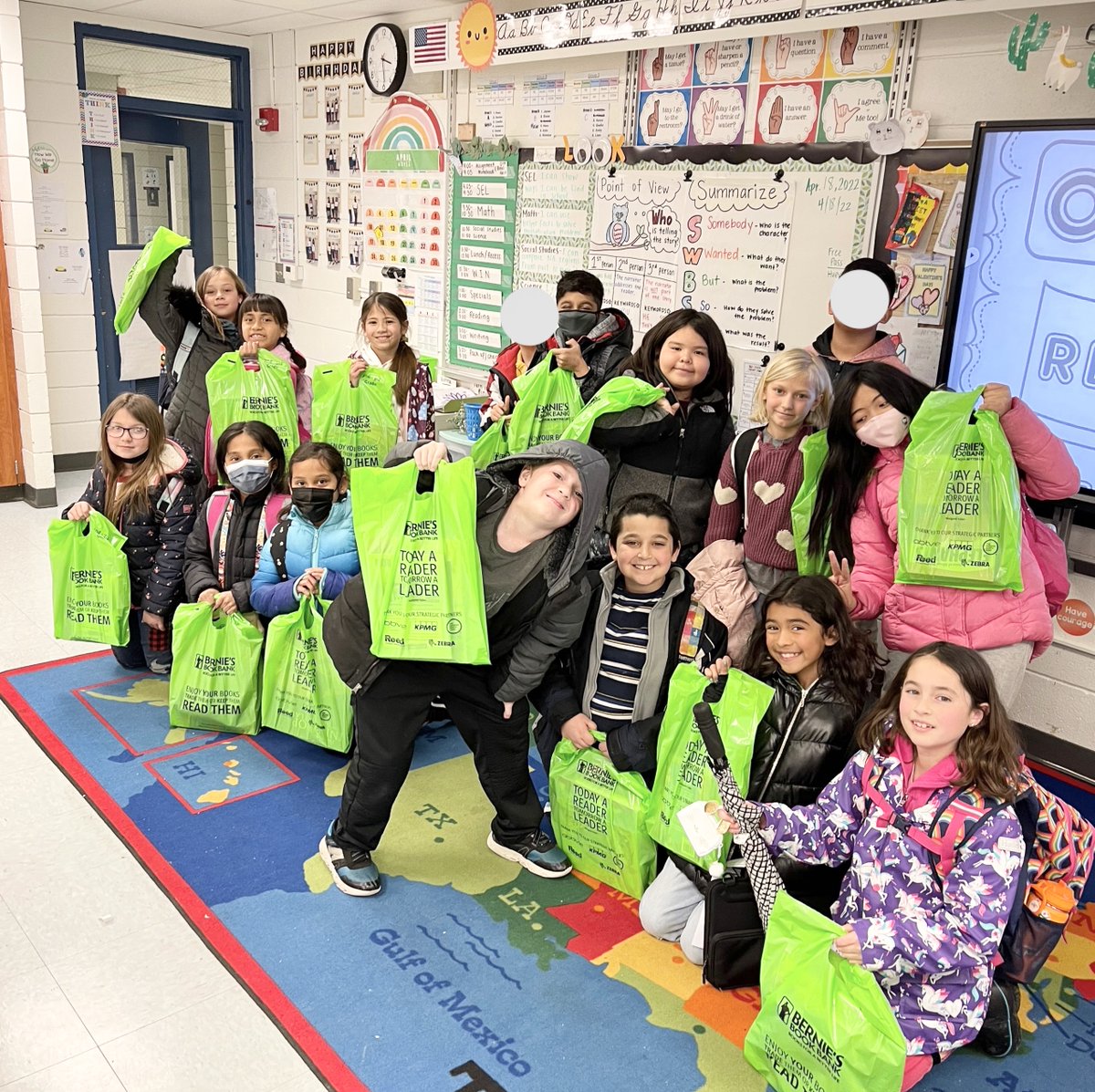 A special thank you to <a href="/berniesbookbank/">Bernie's Book Bank</a> for the amazing book donation. Your generosity made so many students smile today.