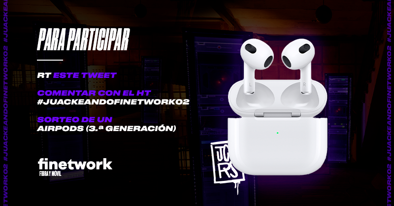 🟣 SORTEO DE 2 AIRPODS 3º GEN. PARA SEGUIR JUACKEANDO UN RATO POR INTERNET 🟣

Para participar:

1. RT este tweet
2. Comenta/cita tweet con el HT #JuackeandoFinetwork02

Cuanto más comentéis, más probabilidad de ganar. Los dos ganadores se publicarán a las 22:00h

¡Mucha suerte!