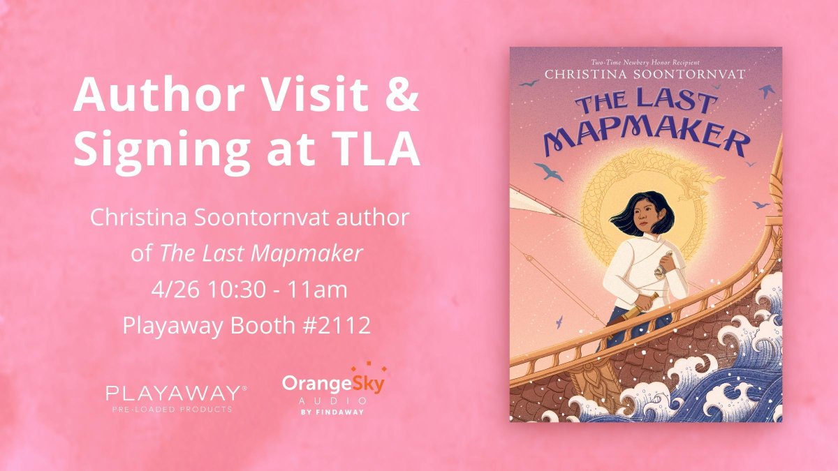 Going to the Texas Library Association Conference? Stop by the Playaway booth #2112 Tuesday, April 26 10:30 – 11 AM for an author signing and book giveaway with <a href="/soontornvat/">Christina Soontornvat - Updates only</a> author of The Last Mapmaker. Plus, enter to win 3 copies of The Last Mapmaker on Playaway. #txla2022 <a href="/TXLA/">Texas Library Assn.</a>