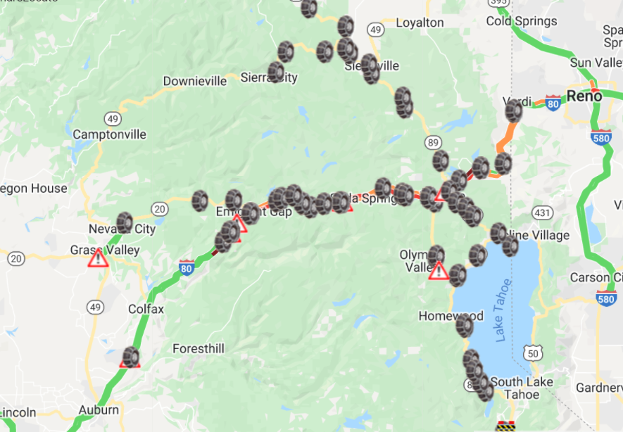 Caltrans Chain Control Map Snow Stops Trucks On I 80 In Sierra Nevada In Placer County The Sacramento Bee