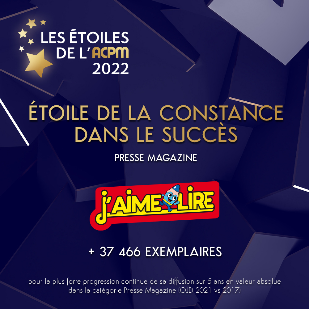 ⭐️#Etoiles2022⭐️

Une nouvelle étoile de la "Constance dans le succès" pour J'aime Lire avec la plus forte progression continue de sa diffusion sur 5 ans en valeur absolue dans la catégorie Presse Magazine avec + 37 466 exemplaires.

👉Le live : bit.ly/3vz1dmJ