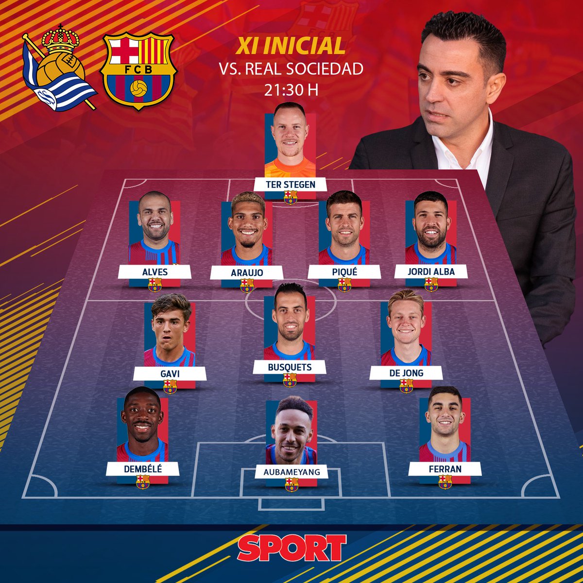 INDOBARCA_BJB's tweet photo. Line up yang diturunkan vs sociedad https://t.co/rw0T36H7OJ