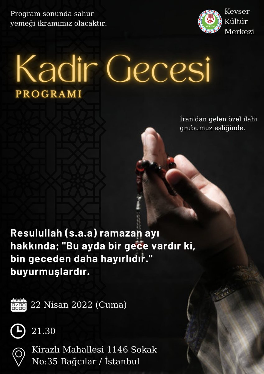 Aynı zamanda İmam Ali’nin şehadet gecesi.
Tüm Ali dostları davetlidir.