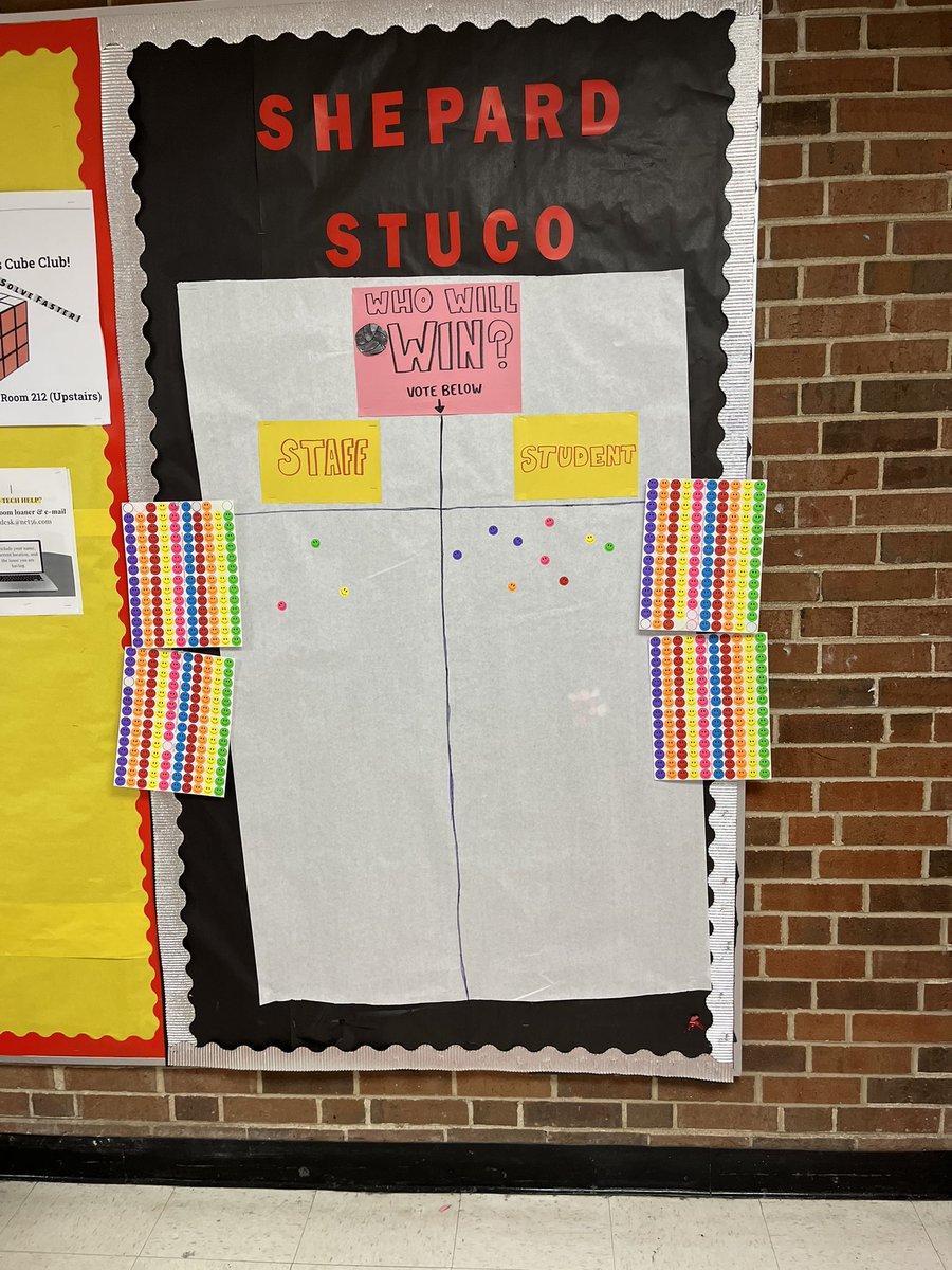 In preparation for next Thursday’s student vs. staff volleyball game, we made an interactive bulletin board 🏐 Who will win??  #SMSPride #Engage109