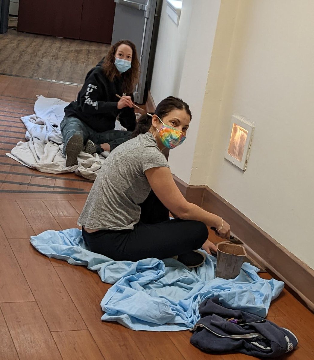 We are so grateful for our volunteers who will tackle our projects. After over 18 months of undergoing a HVAC system installation, volunteers are helping us paint common areas and offices. Pictured here are Lissette Howell and Amy Bernecker. Learn more: bit.ly/3mJj0o9
