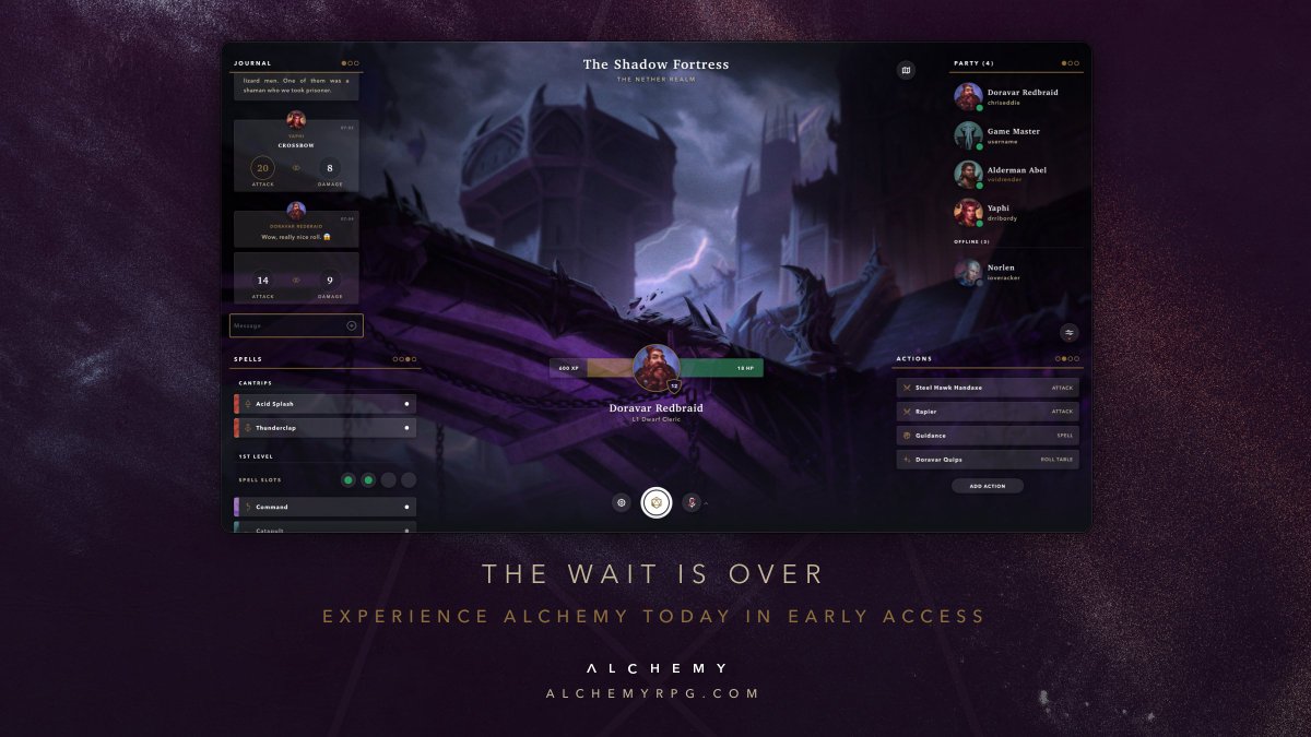 AlchemyRpg's tweet photo. The wait is over. Experience Alchemy today in Early Access. 😍

Sign up now at https://t.co/lse0mH02Q8 https://t.co/cAkL2KsnD5
