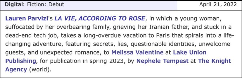 Congrats @LaurenParvizi! So excited to bring your lovely novel to the world! #debut #debutnovel #bookdeal #womensfiction