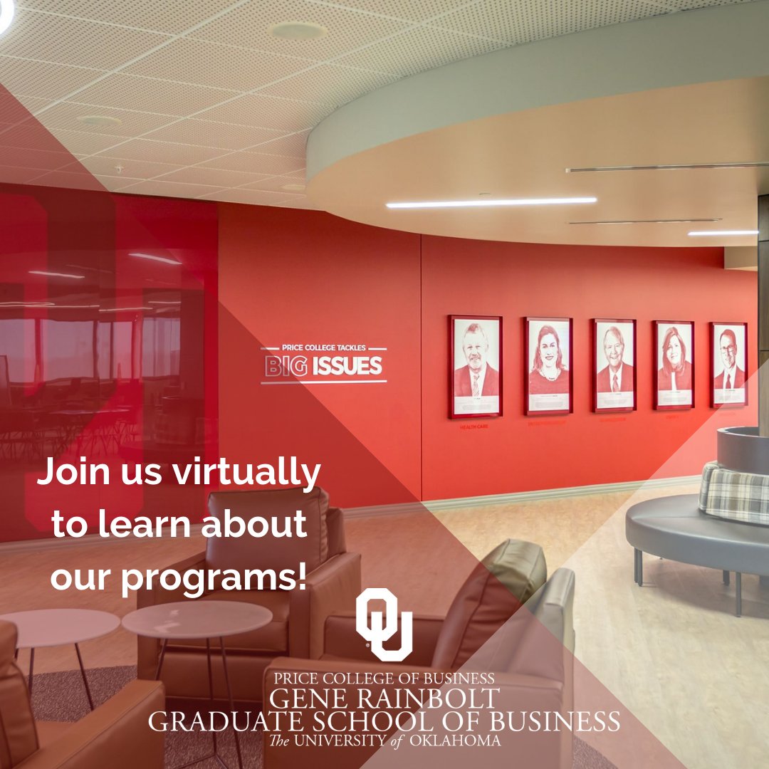 OU_MBAOKC's tweet photo. Join us Thursday, April 28, 2022, at 10:00 a.m. for a Virtual Coffee Chat to ask any questions you have about getting your MBA in OKC!

Register Here: 
https://t.co/f4E27HwCE1

#OUMBA @oupricecollege https://t.co/q6NtFkituN
