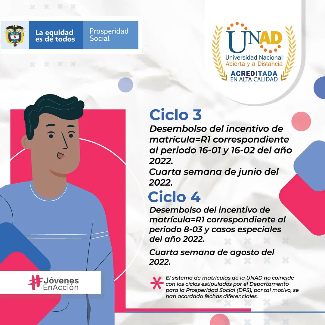 UniversidadUNAD's tweet photo. #LaUNADteInforma 🤓 Jóvenes en Acción: ¿Ya conocen el cronograma de entrega de incentivos económicos? 👀

✅ Encuentra aquí toda la información 👉🏼 https://t.co/nyI7es6sXu https://t.co/jbE834dFv2