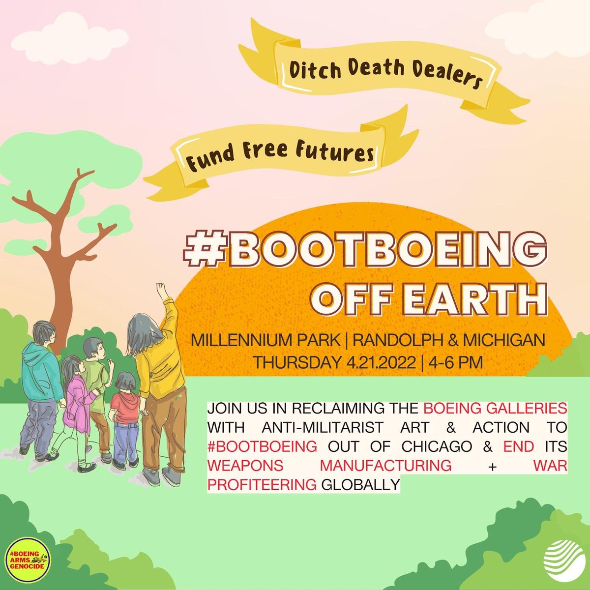 AgainstLine3's tweet image. Join anti-war and environmental activists at Millennium Park today from 4pm to 6pm!! #bootboeing #earth #chicago #millenniumpark