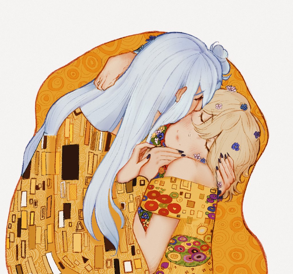 SUNSHlNEFUL's tweet photo. #渉英 wataei but as 'the kiss' by gustav klimt https://t.co/OP4ChqrnO3